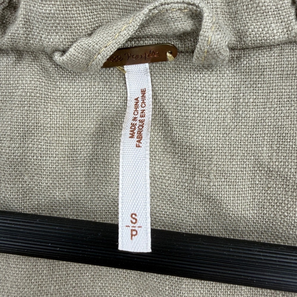 Free People Linen Jacket Hooded Utility Oversized Beige Small - Picture 5 of 7